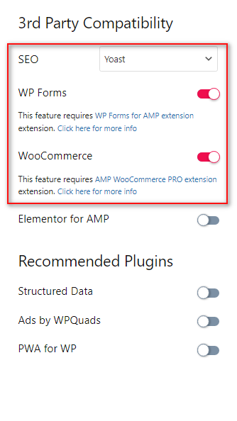 AMP สำหรับการตั้งค่าบุคคลที่สามของ WP