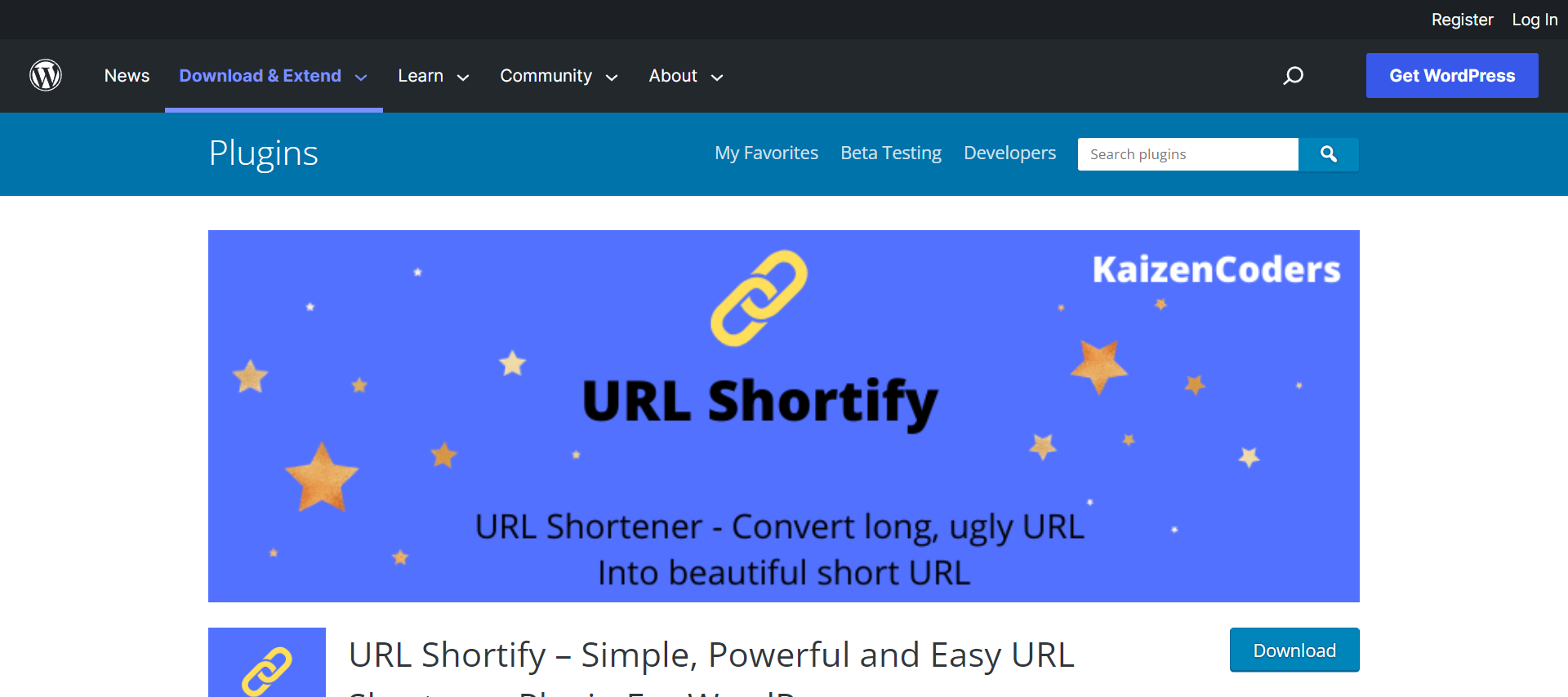 URL Shortify 플러그인