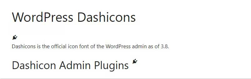 Anteprima del frontend di Dashicon