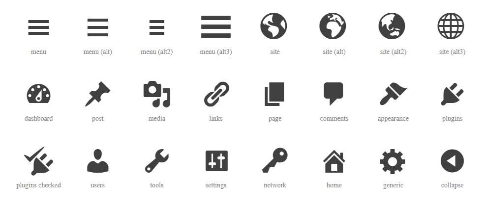 Dashicons do WordPress