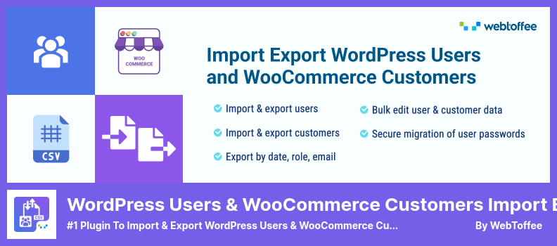 مستخدمو WordPress وعملاء WooCommerce يستوردون البرنامج المساعد للتصدير - البرنامج المساعد رقم 1 لاستيراد وتصدير مستخدمي WordPress وعملاء WooCommerce