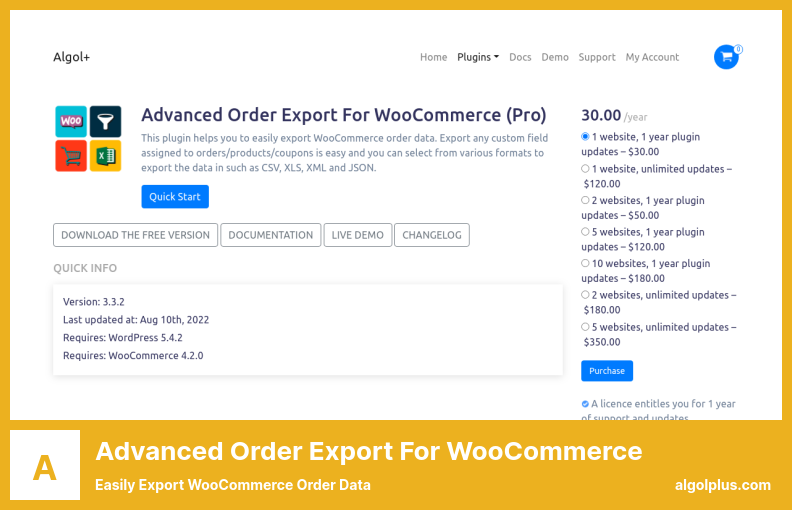 Плагин Advanced Order Export For WooCommerce — простой экспорт данных заказа WooCommerce