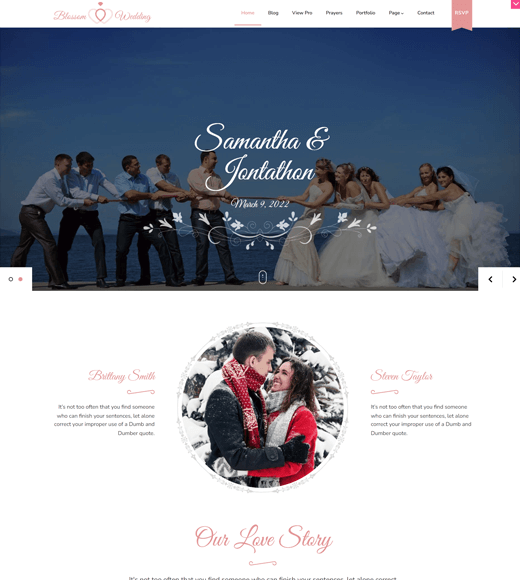 Thème WordPress pour mariage de mariage en fleurs