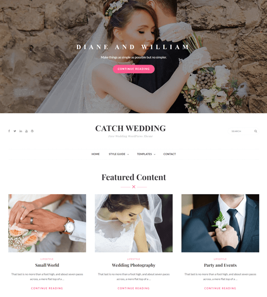 Catch Wedding Tema WordPress per matrimoni gratuiti