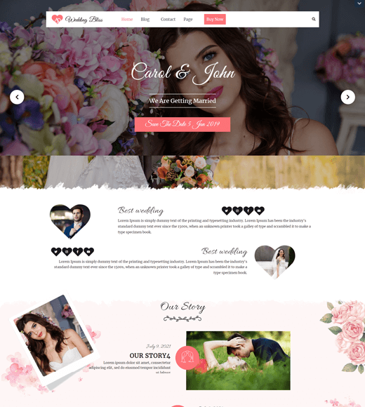 Thème WordPress pour mariage de mariage VW