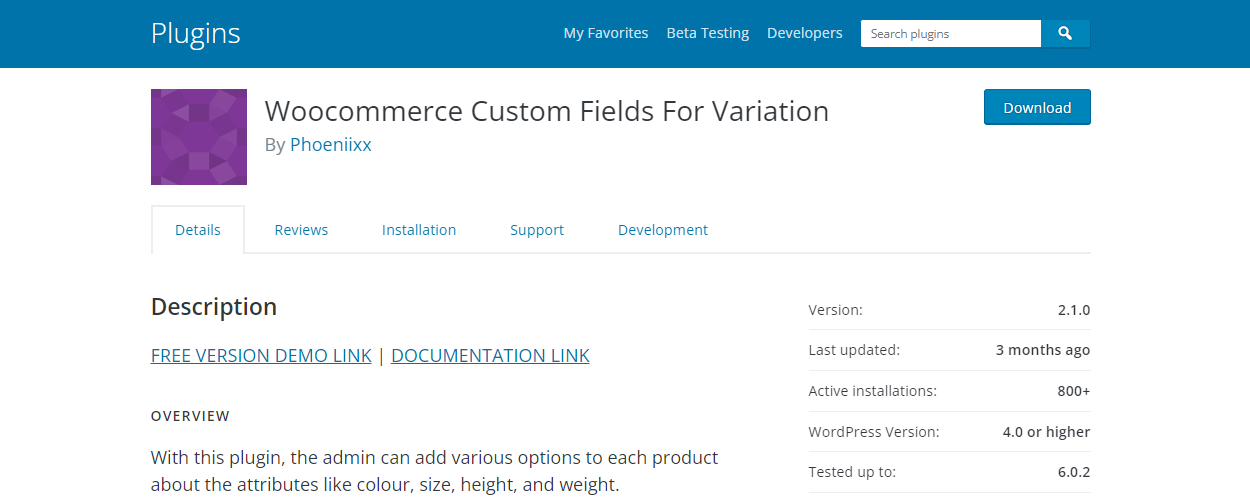 WooCommerce Custom Fields For Variation 插件 - WordPress 自定义字段插件