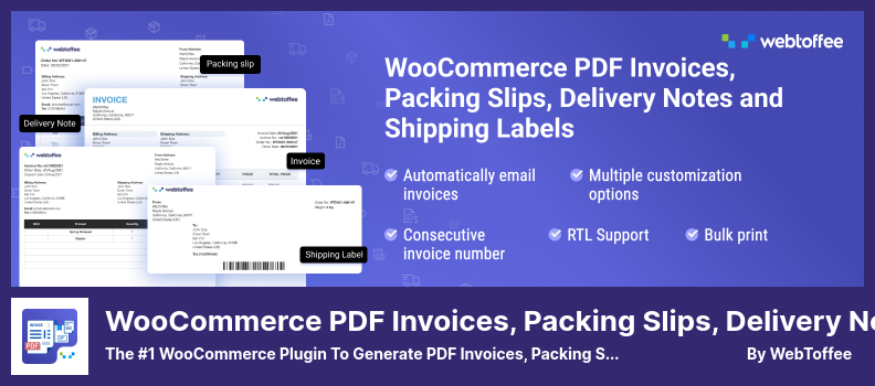 Плагин WooCommerce для создания счетов-фактур в формате PDF, упаковочных листов, накладных и отгрузочных этикеток — плагин №1 WooCommerce для создания счетов-фактур в формате PDF, упаковочных листов и многого другого