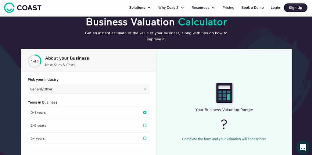 Come vendere la tua piccola impresa senza un broker: Business Valuation Calculator di Coast