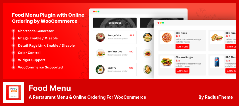 Plugin de menu de comida - um menu de restaurante e pedidos on-line para WooCommerce