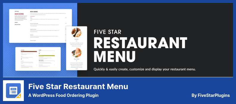 Plugin de menu de restaurant cinq étoiles - Un plugin de commande de nourriture WordPress