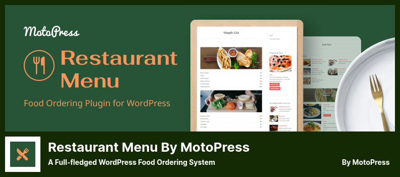 Restaurant Menu by MotoPress Plugin - Un sistem complet de comandă de alimente WordPress