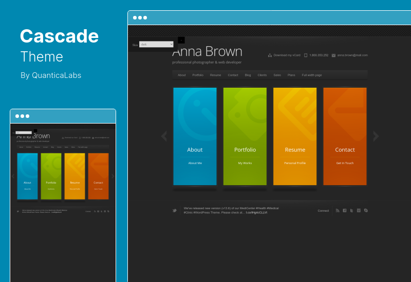 ธีม Cascade - ธีม vCard ส่วนตัวของ WordPress