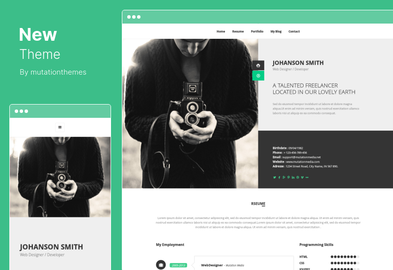 Neues Design - Personal Retina Ready vCard WordPress-Design