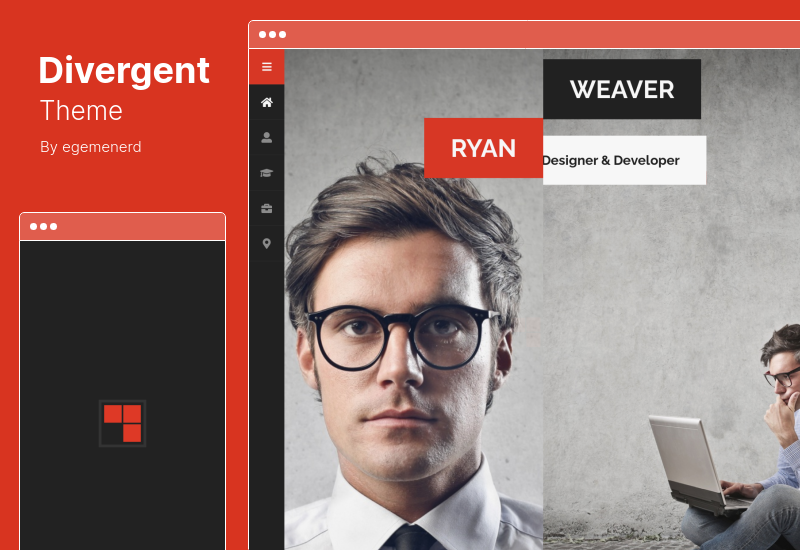 Thème divergent - Thème WordPress pour CV personnel Vcard