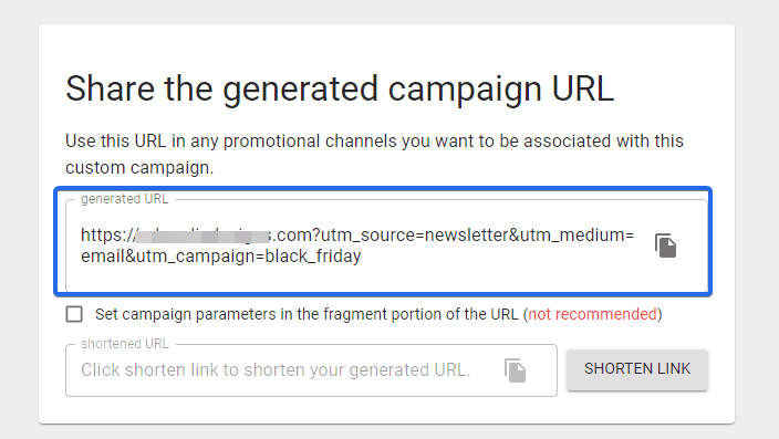 generare codici utm utilizzando il generatore di URL della campagna