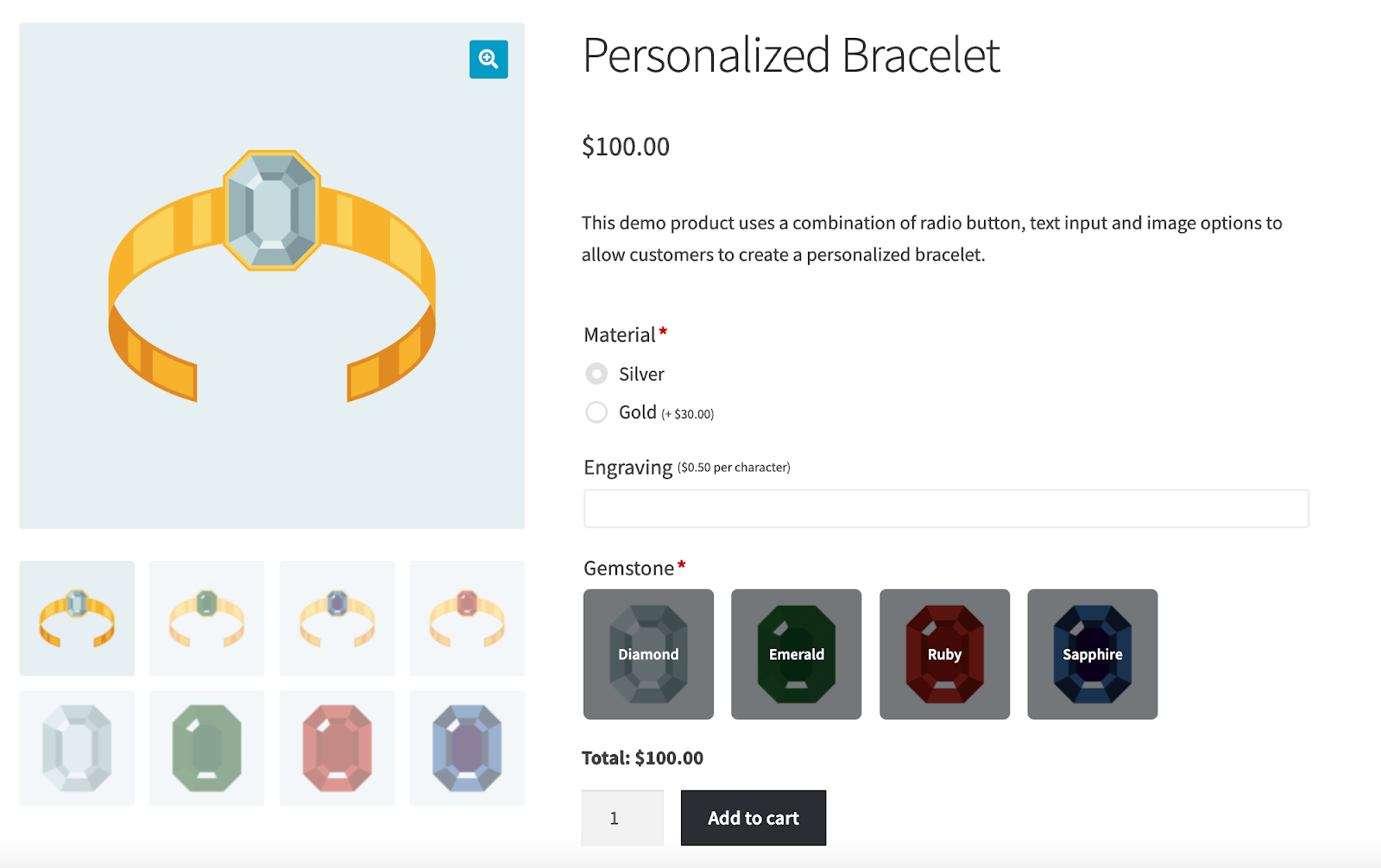 Example of Personalized Product on WooCommerce