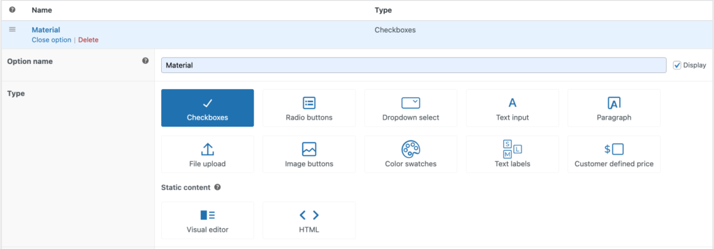 Option types for WooCommerce Product Options plugin