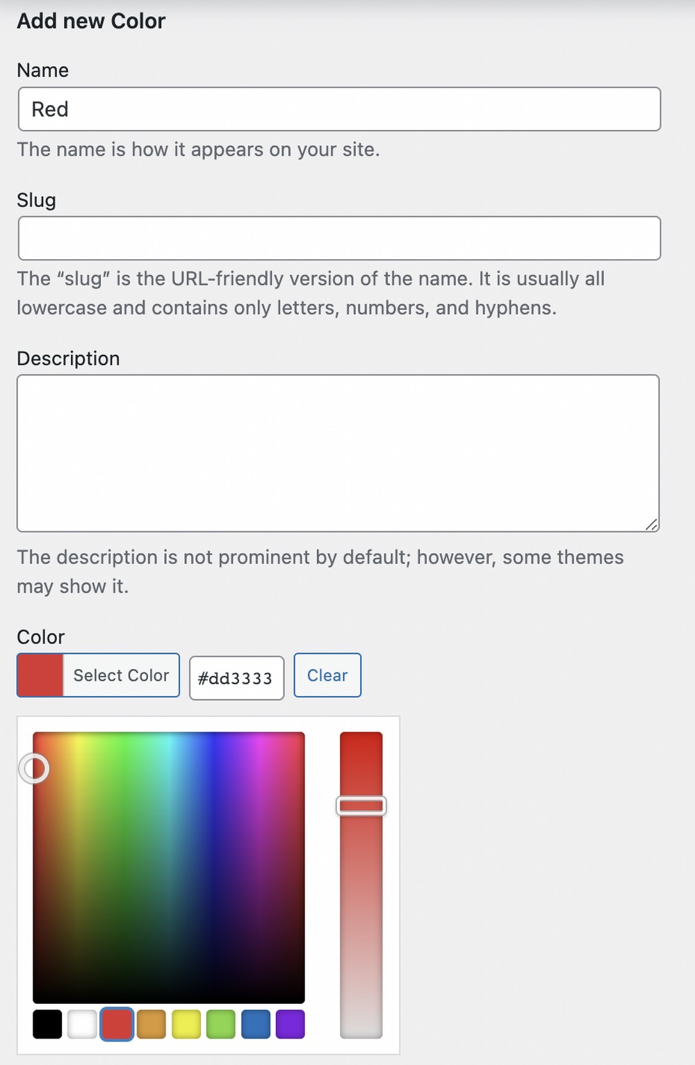 Aggiungi una nuova variante di colore