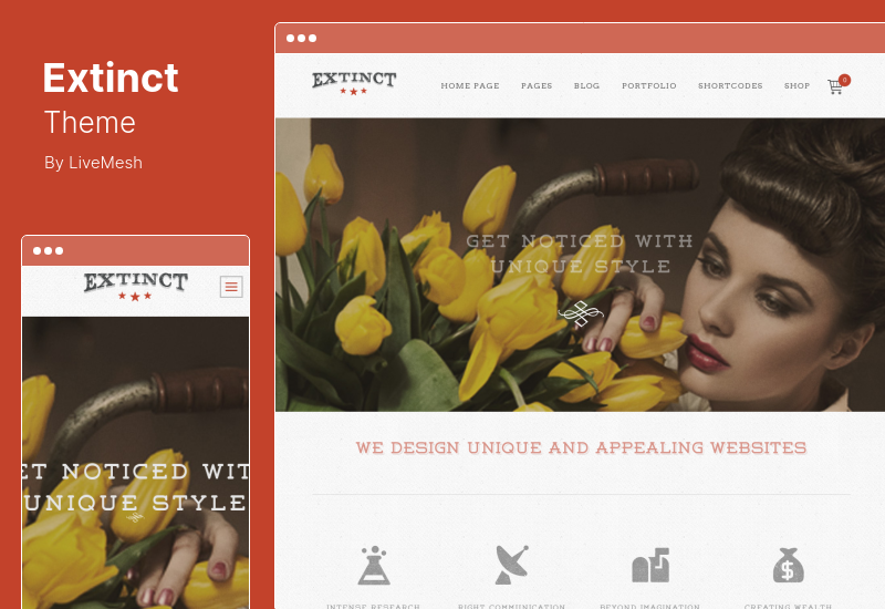 Extinct Theme - Tema WordPress retro Vintage Portofoliu