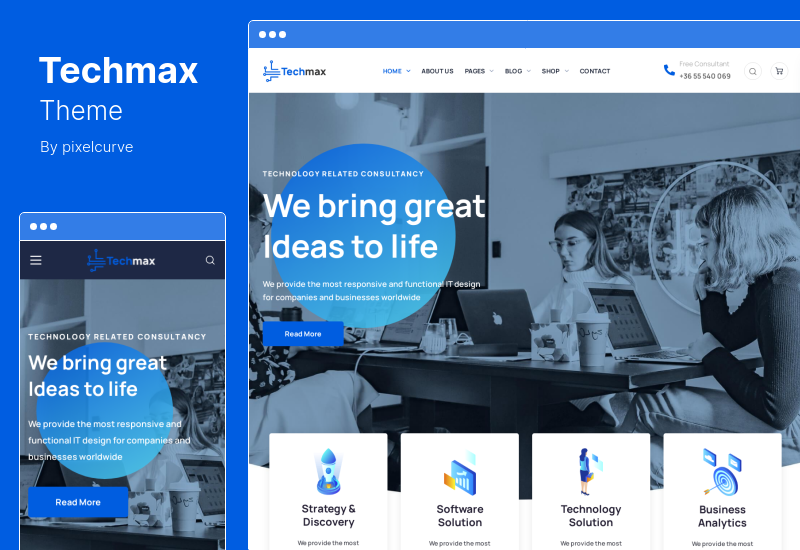 Techmax Theme - Тема WordPress для бизнеса и технологий