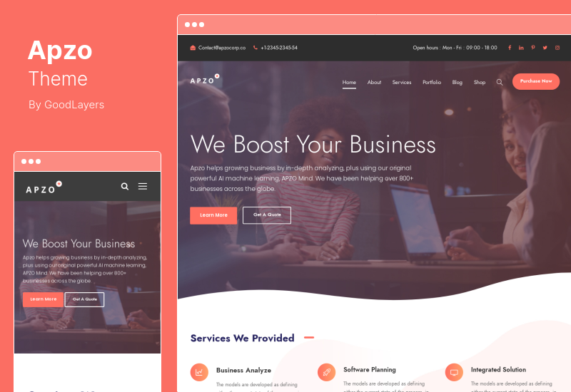 Apzo Theme - Perangkat Lunak Startup Saas WordPress Theme