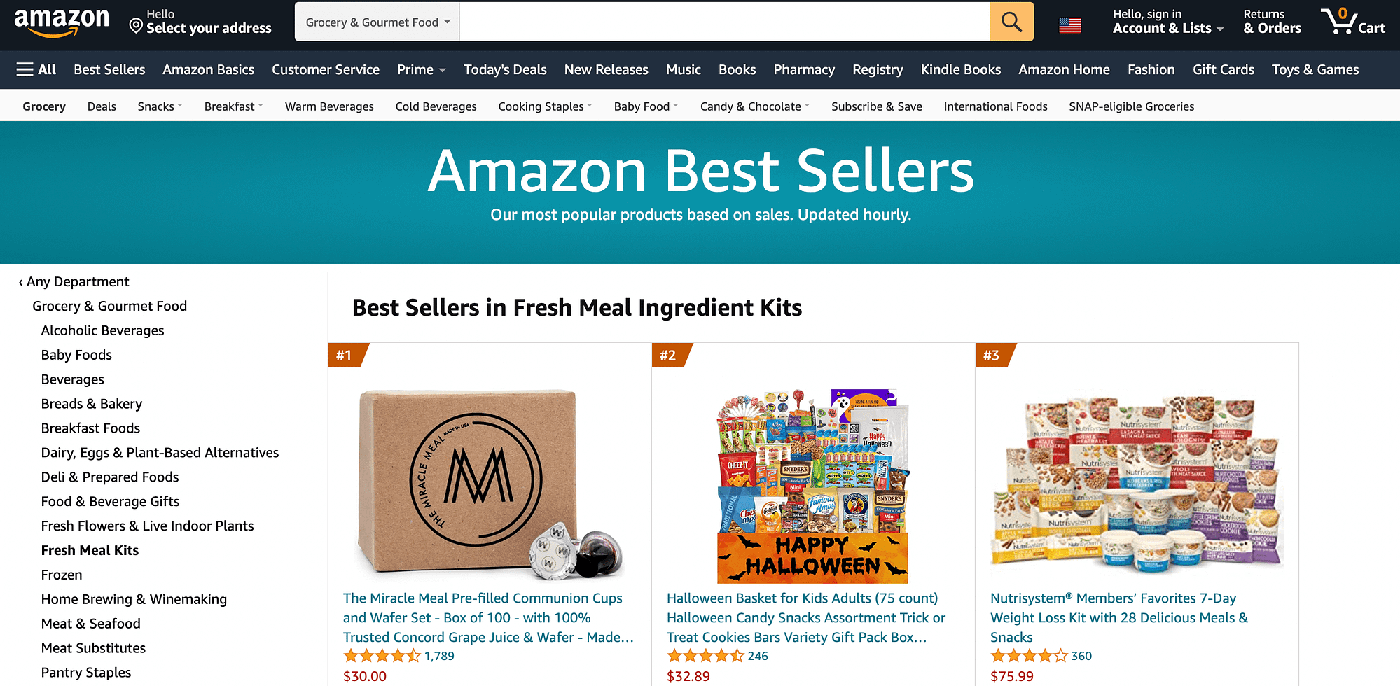 Produits Amazon les plus vendus dans la catégorie Kits d'ingrédients de repas frais.