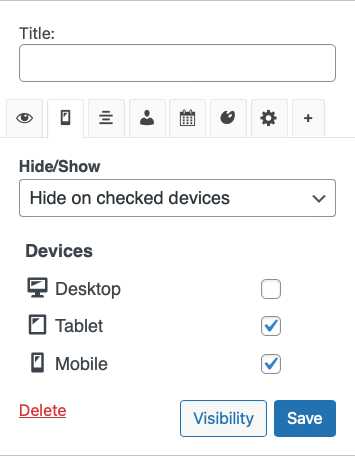 特定のデバイスでウィジェットを非表示にするオプション