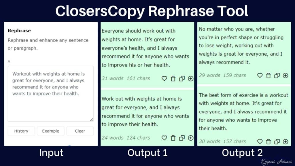 ClosersCopy Rephrase Tool