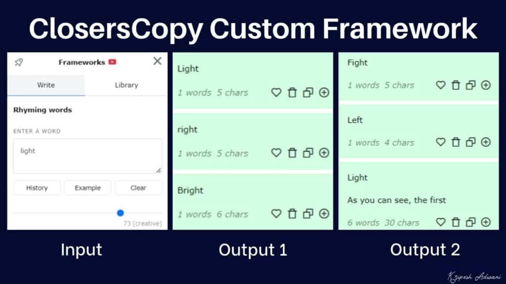 Ausgabe des benutzerdefinierten Framework-Generators