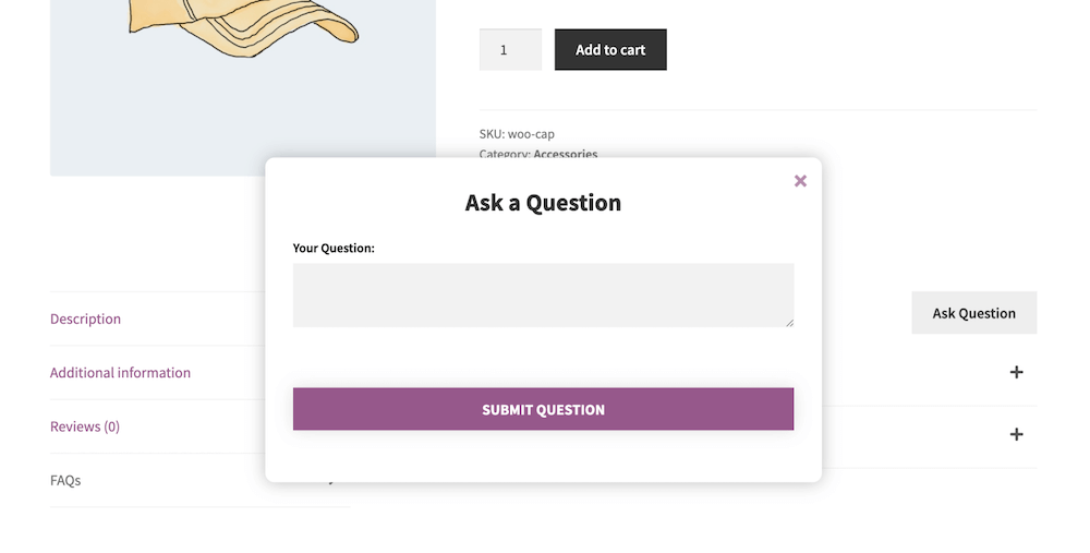 Administrador de preguntas frecuentes de WooCommerce - Haz una pregunta