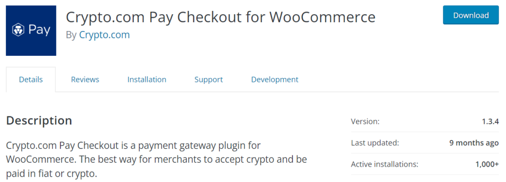 Crypto.com Оплата заказа для WooCommerce