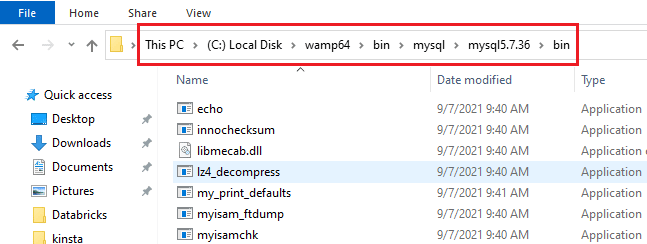 MySQL CLI'ye erişmenin tam yolu.