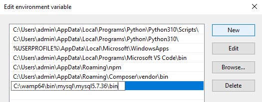 Modification des variables d'environnement.