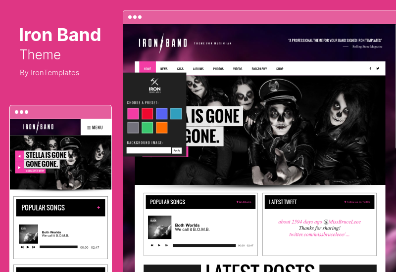 ธีม IronBand - วงดนตรี & ธีม DJ WordPress