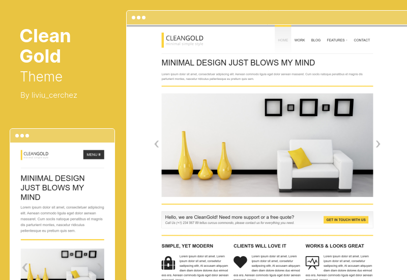 ธีม CleanGold - ธีม WordPress ที่ตอบสนองน้อยที่สุด