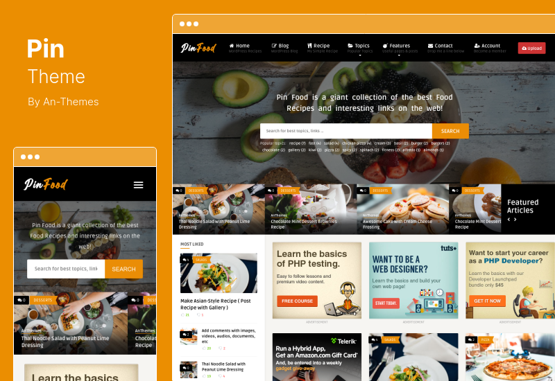 ธีมพิน - สไตล์ Pinterest / บล็อกก่ออิฐส่วนบุคคล / การส่งส่วนหน้า WordPress Theme