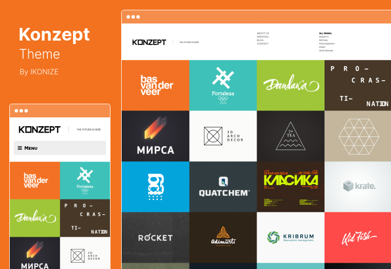 ธีม Konzept - ผลงานเต็มหน้าจอ WordPress Theme