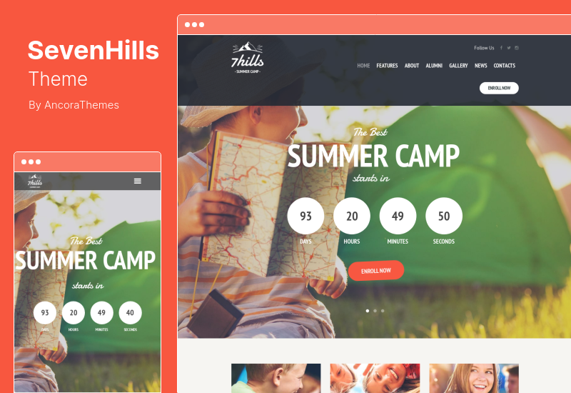 Thème SevenHills - Thème WordPress pour camp d'été de randonnée pour enfants