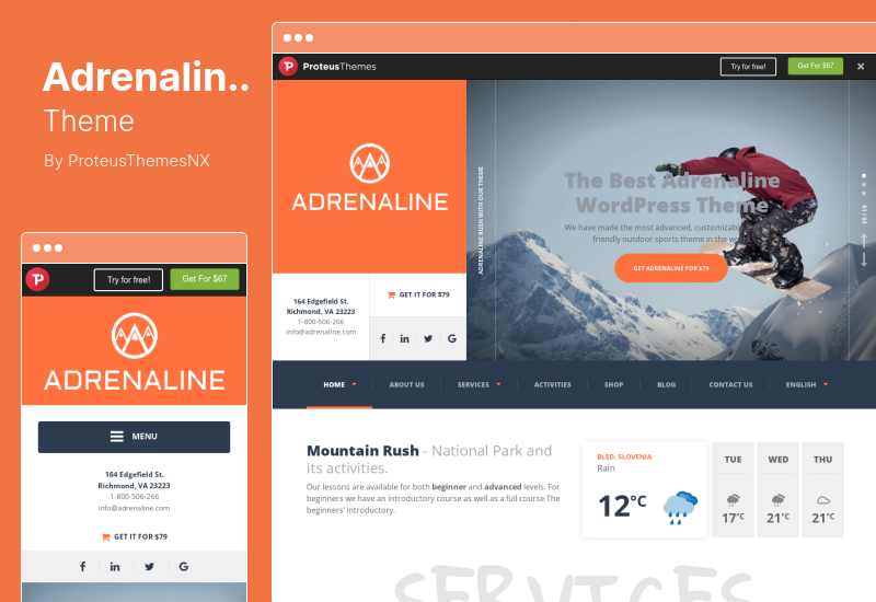 Adrenaline Theme - 戶外極限運動 WordPress 主題