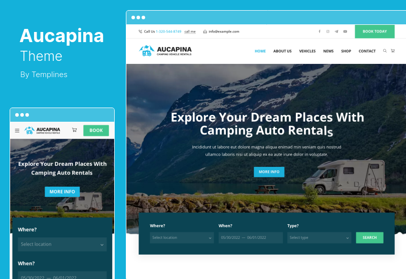 Aucapina Teması - Karavan ve Karavan Kiralama WordPress Teması