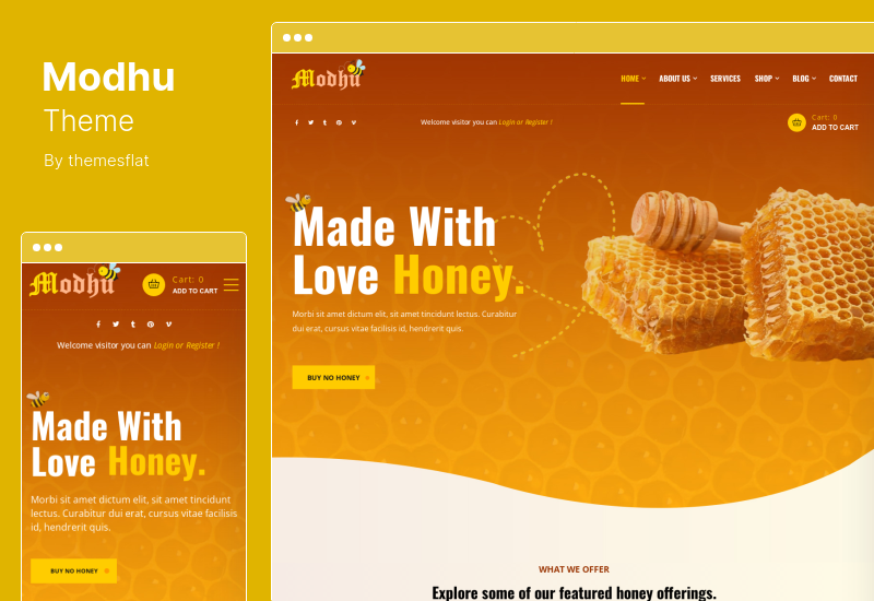 ธีม Modhu - การเลี้ยงผึ้งและน้ำผึ้ง WordPress Theme