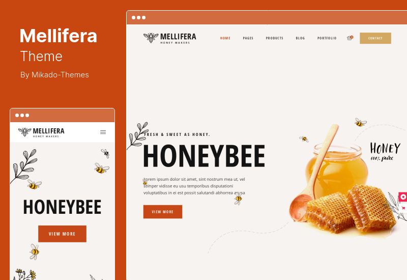 ธีม Mellifera - การเลี้ยงผึ้งและร้านน้ำผึ้ง WordPress Theme