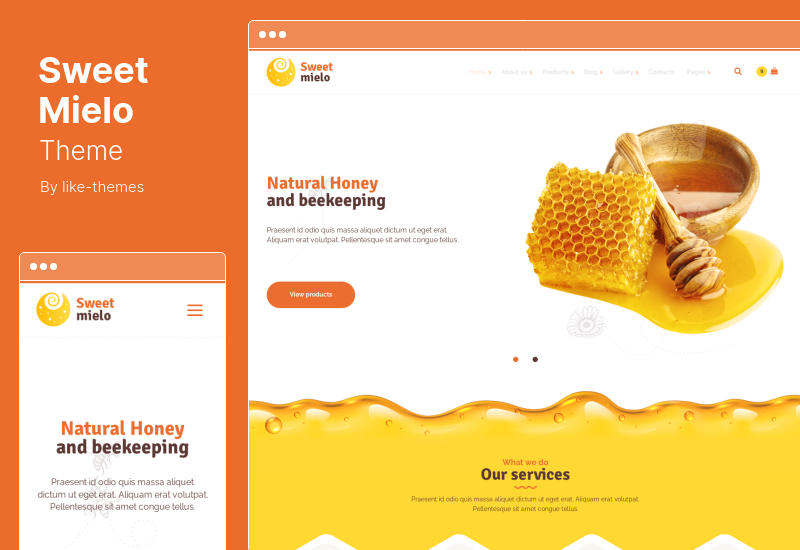 ธีม SweetMielo - การผลิตน้ำผึ้งและขนมหวานธีม WordPress แสนอร่อย