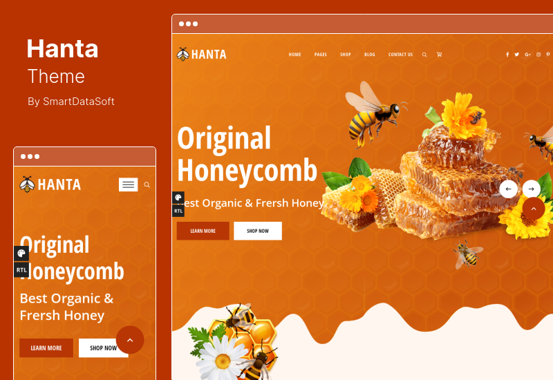 Hanta Theme - Тема WordPress для пчеловодства и медового магазина