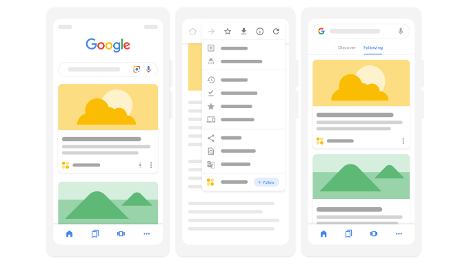 Visualização do Google Discover