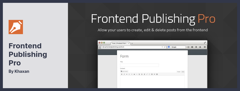 Plugin Frontend Publishing Pro - Plugin WordPress Post Submission