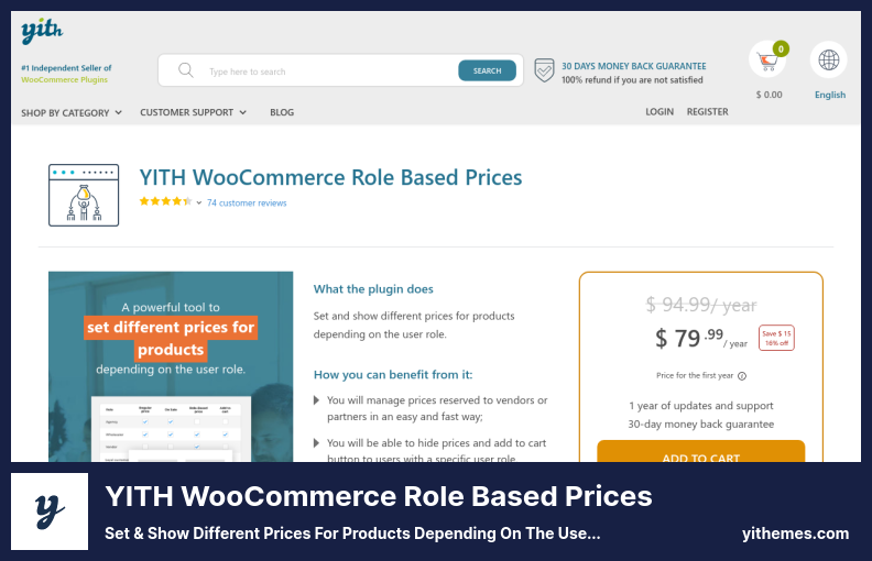 YITH WooCommerce Complemento de precios basados ​​en roles: establezca y muestre diferentes precios para productos según el rol del usuario