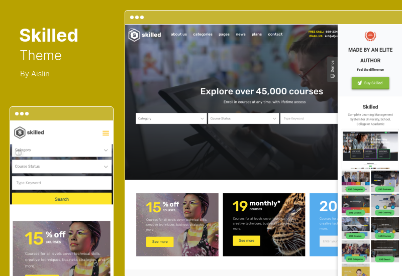 Skilled Theme - Tema de WordPress para cursos de educación escolar