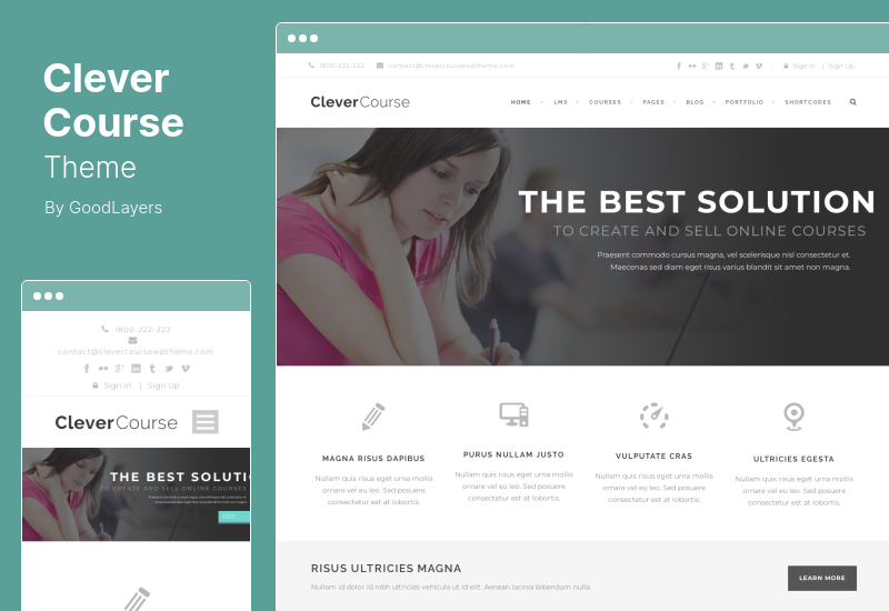 ธีม Clever Course - ระบบการจัดการการศึกษาและการเรียนรู้ WordPress Theme