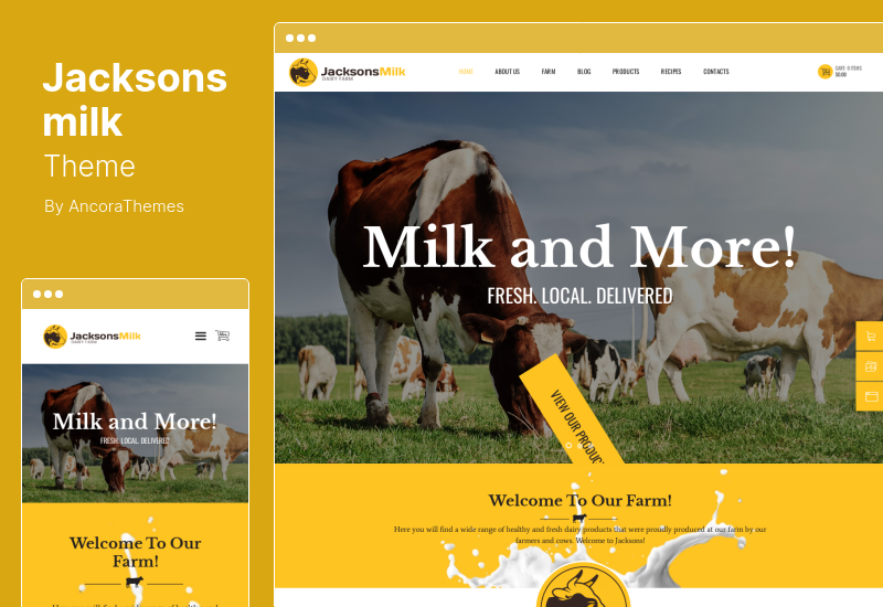 Jacksons milk Theme - Tema de WordPress para granjas lecheras y productos lácteos ecológicos